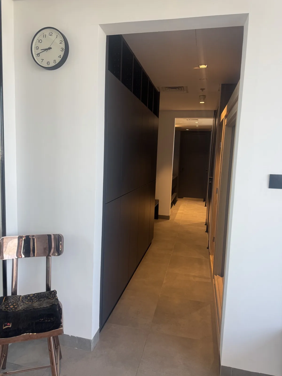 Changing room corridor with lockers