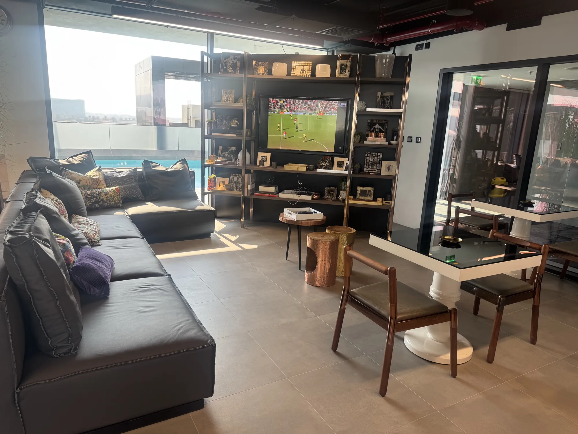 Lounge seating with a view across the terrace